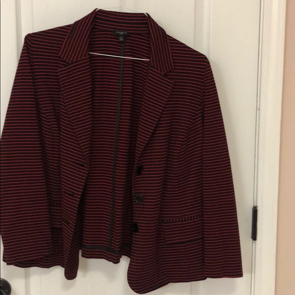 Talbots 2x unlined black and red blazer jacket